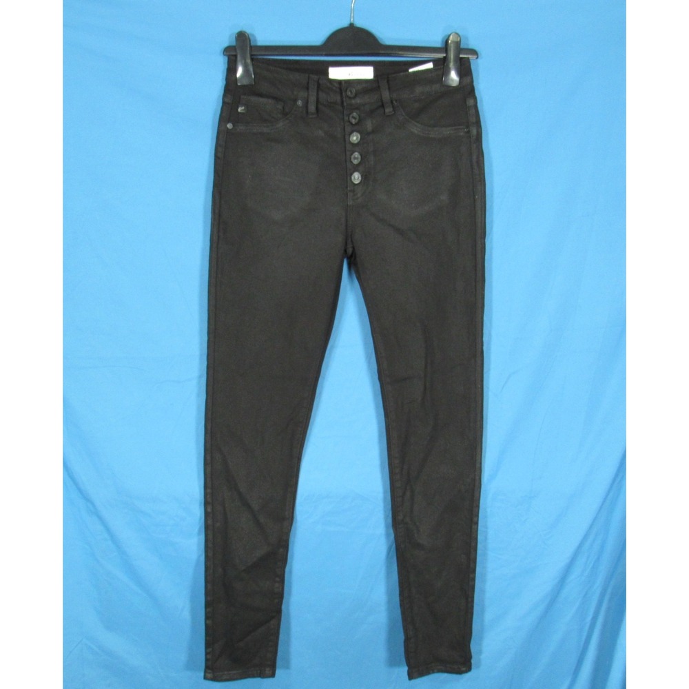 KANCAN Black SABINA COATED High-Rise BUTTON-FLY Super Skinny Leg JEANS Sz 9/28